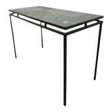 Table basse vintage en mosaïque bleue / table à plantes