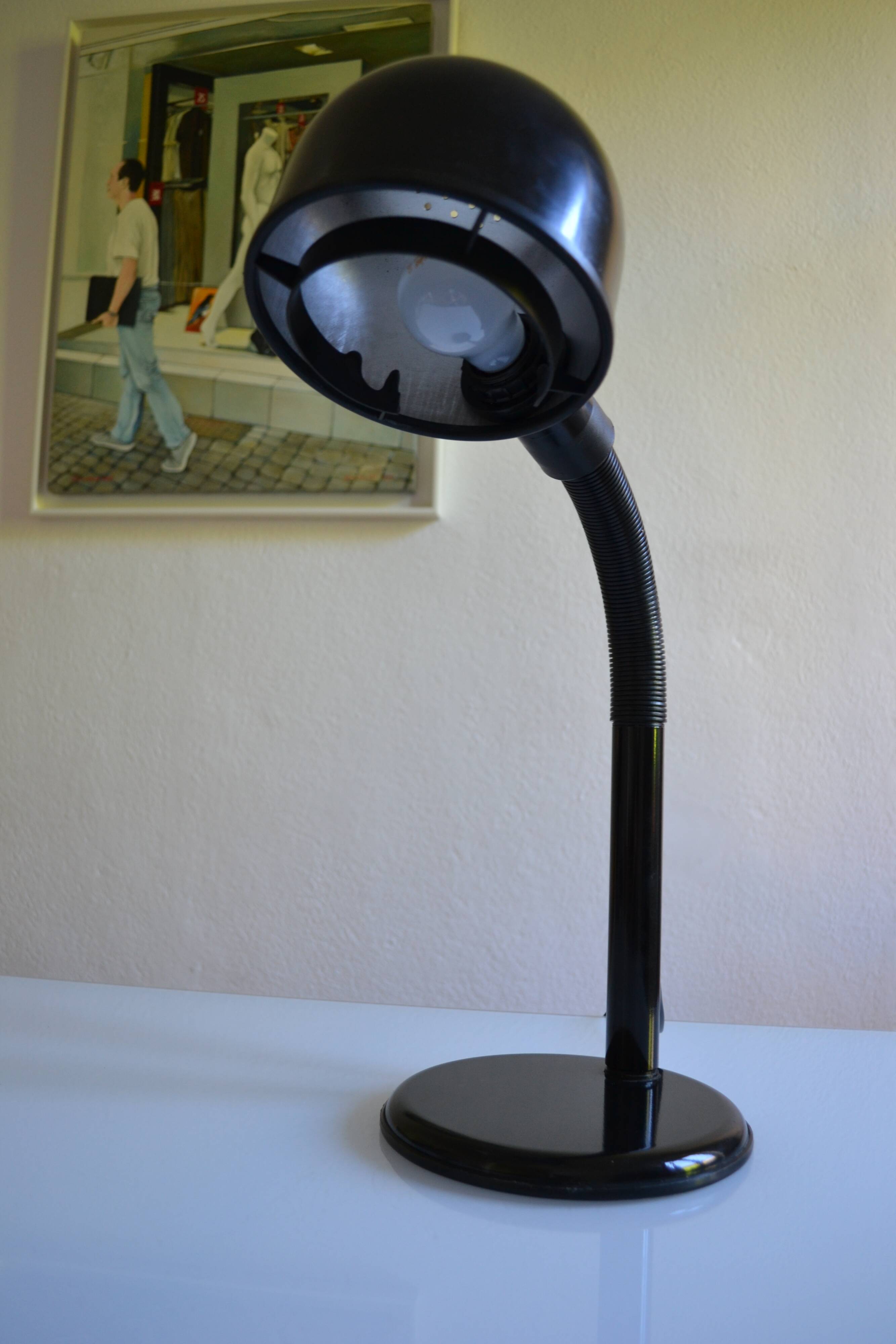 Black goose neck desk lamp ALDA 1980 Swedish Mid-Century