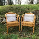 Paire de fauteuils en rotin