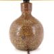 Guy Baudat stoneware ball lamp, yellow lampshade, 1970s