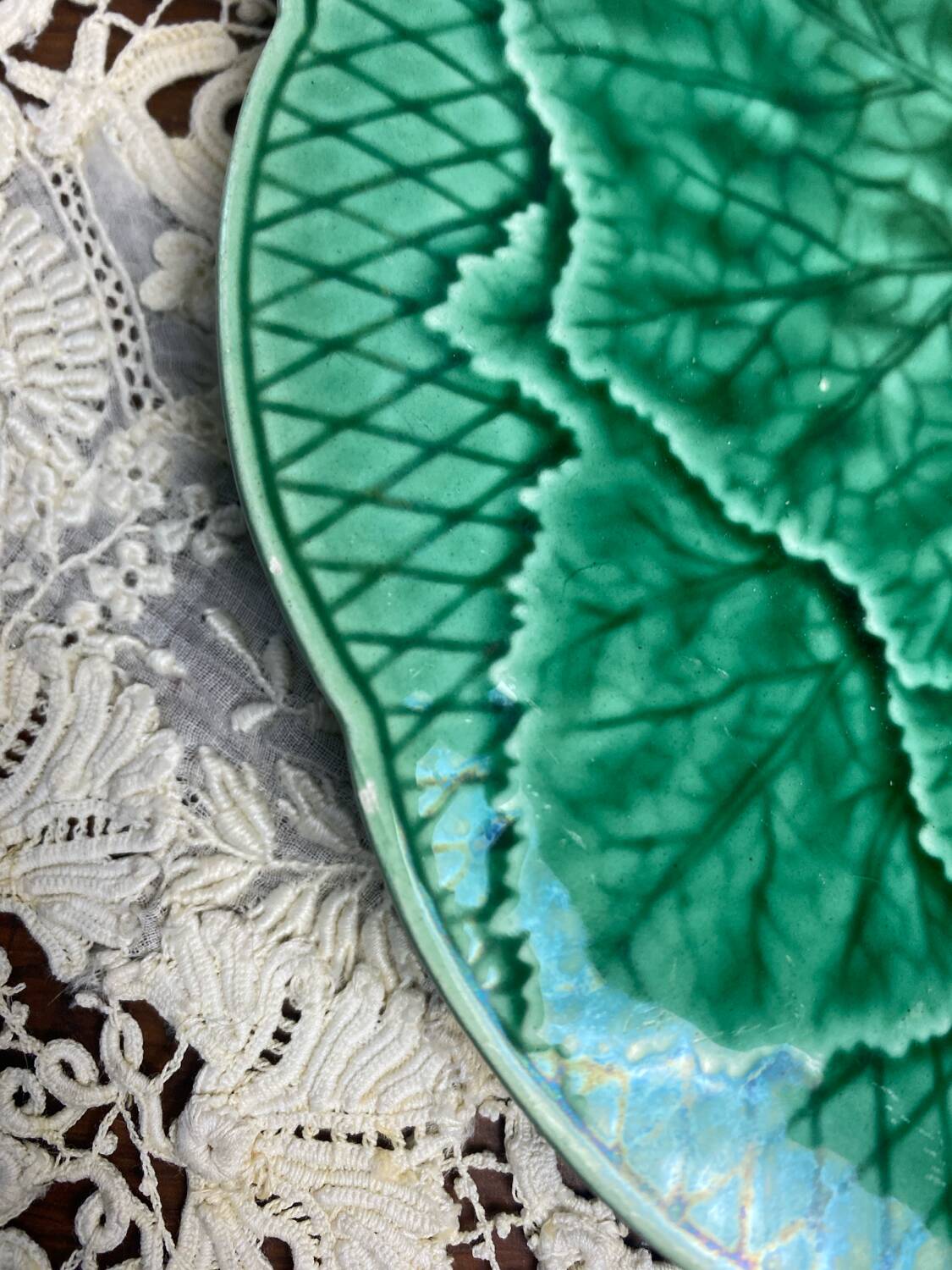 Gien stamped majolica dessert plate