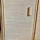 Shelf in oval, rattan and bamboo
