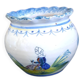 Petit vase boule HR Quimper - Décor bretonne et floral - 10 x 11 cm