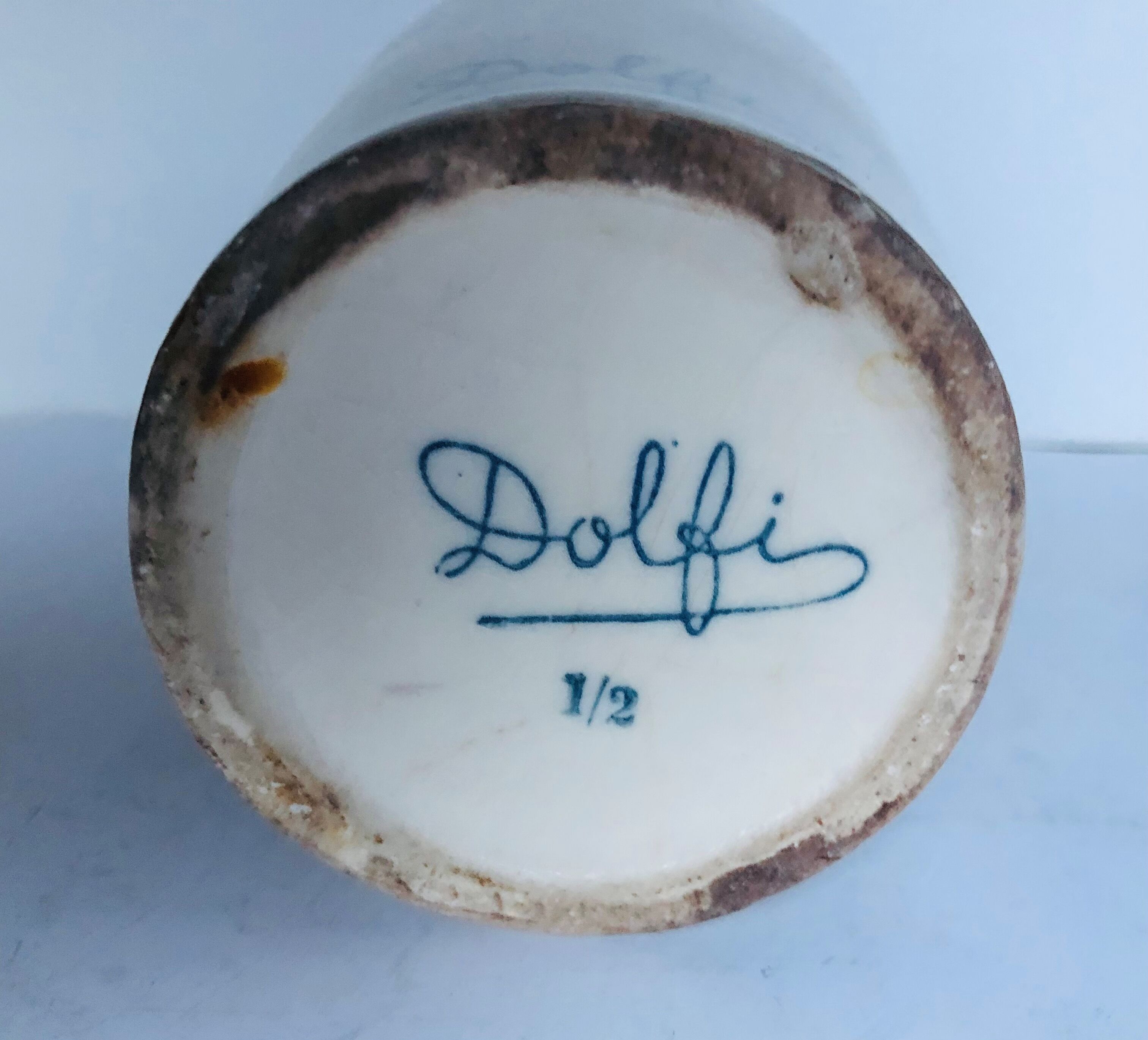 Pitcher in glazed stoneware signed Dolfi