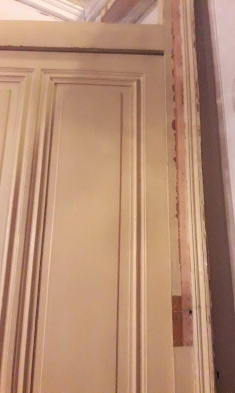 Haussmannian door 83x219 with old glazed transom frame 100x310 interior