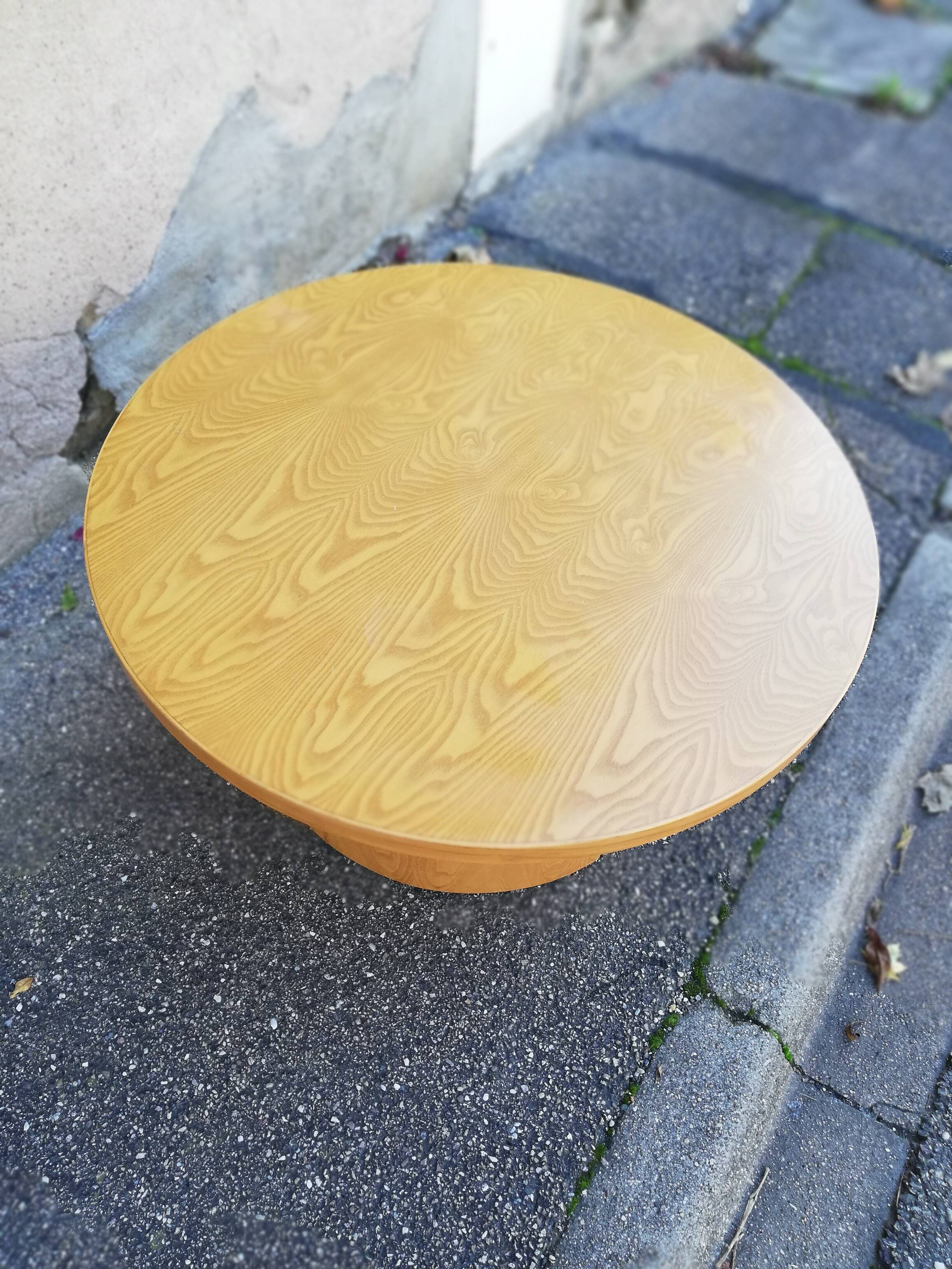 Vintage coffee table round light wood