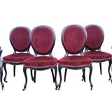 Living room set with Louis XV style medallion armchairs and chairs