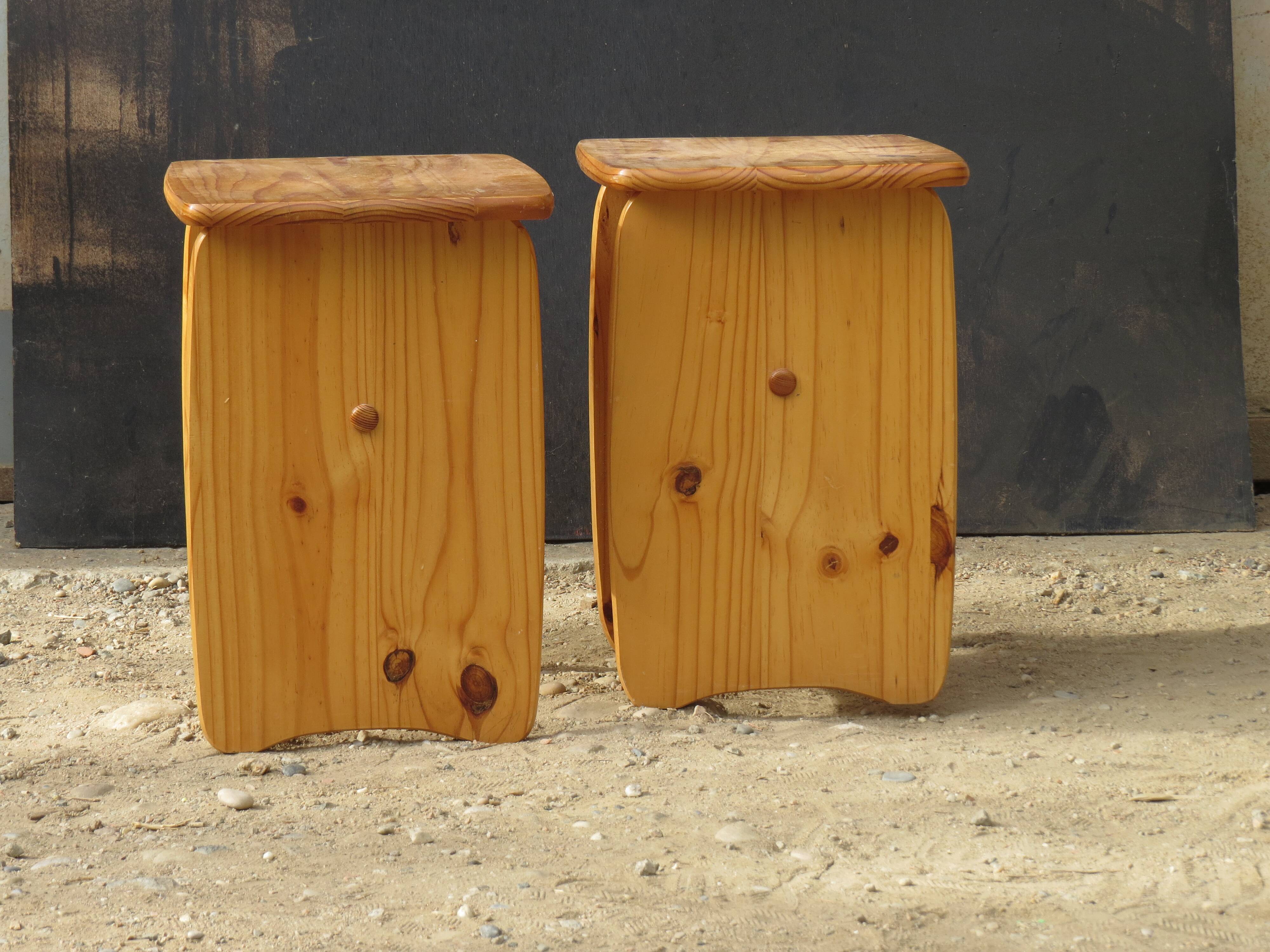 Pair of small pine tables