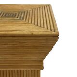 Vintage Rattan Column Planter Bamboo Bohemian Pillar '70s Rattan Mcguire