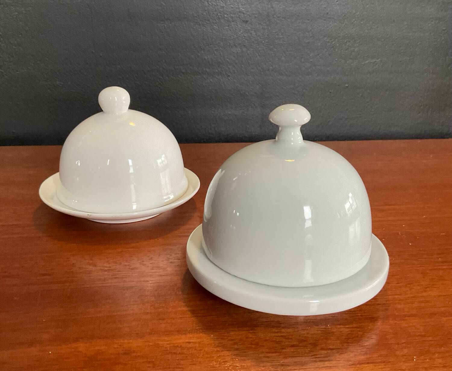 Two vintage porcelain butter dishes