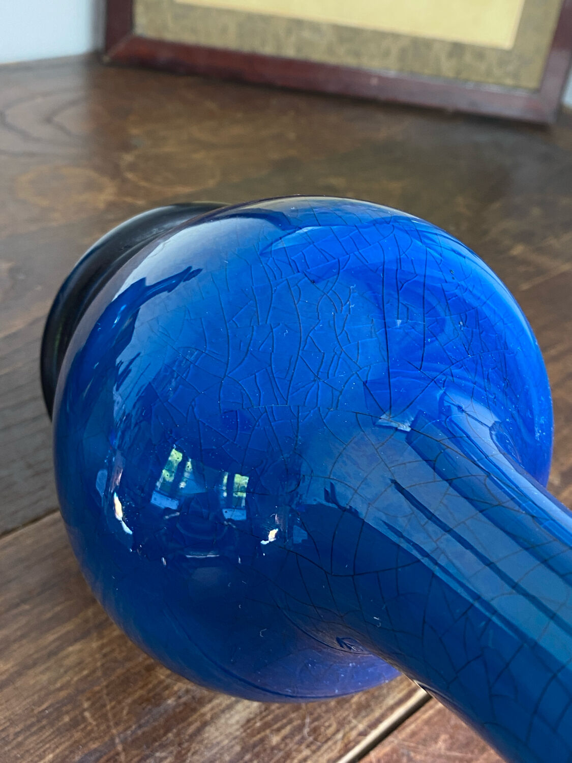 Pair of crackled ceramic lamps