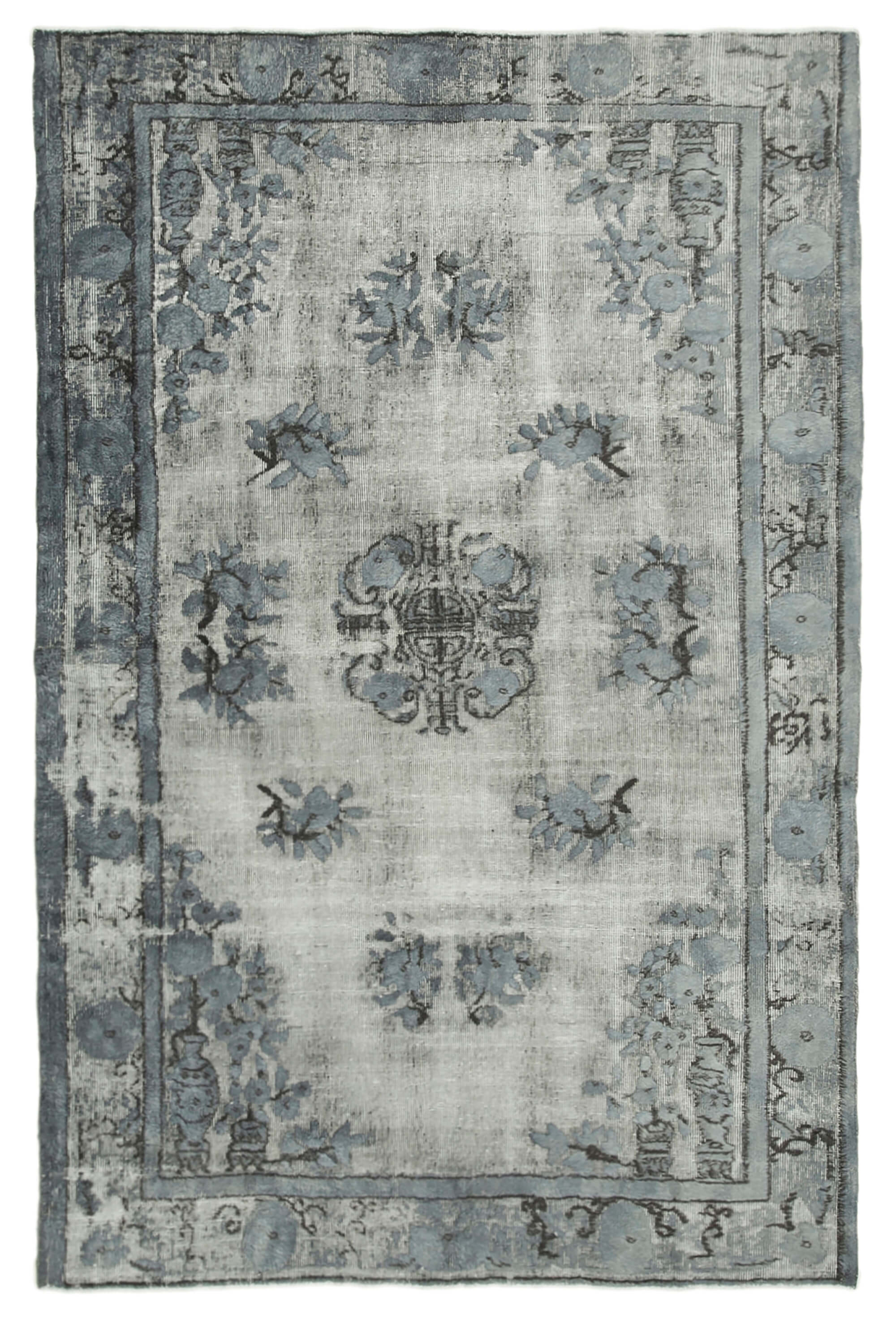 Hand-knotted antique turkish 1970s 172 cm x 264 cm grey carpet