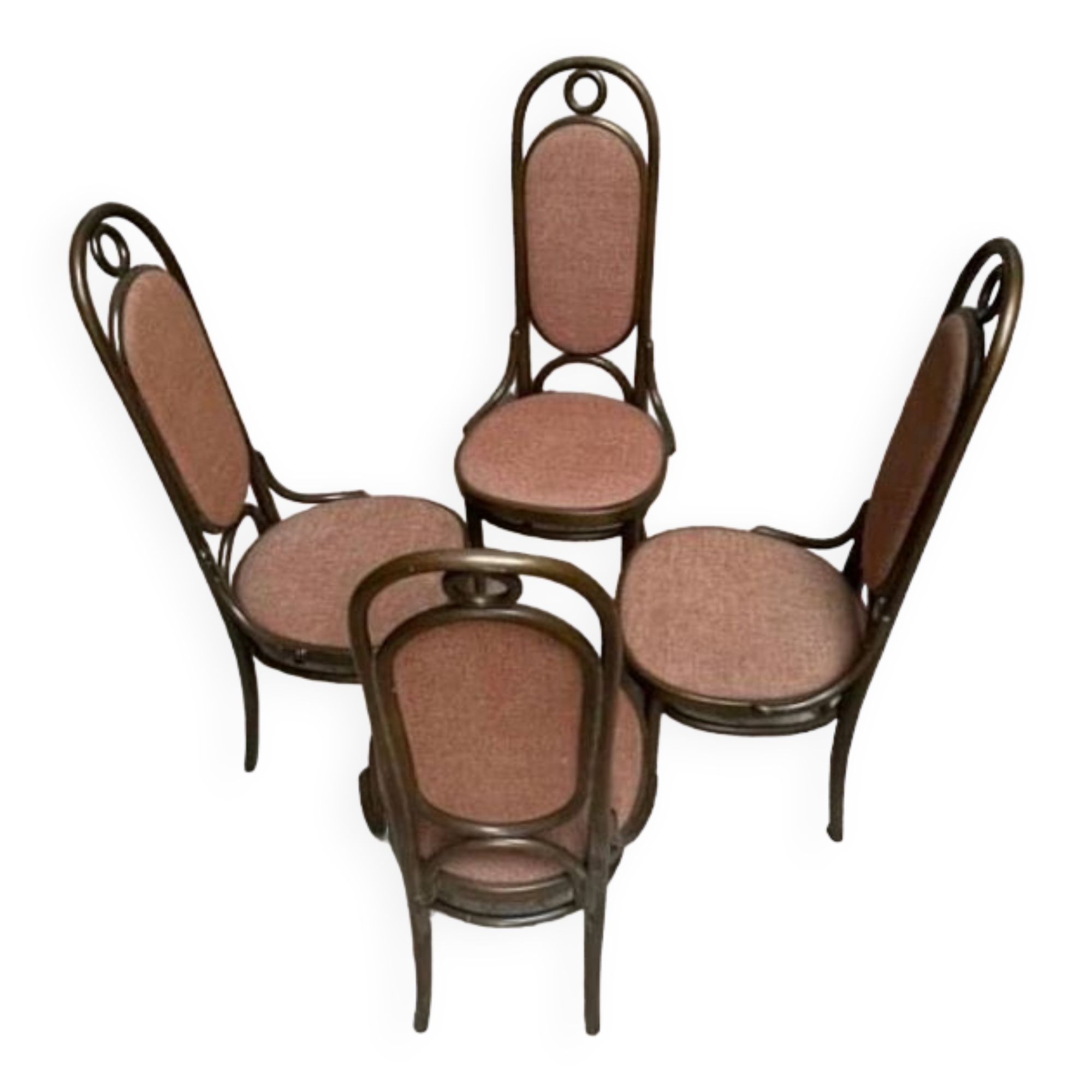 Series of 4 old Thonet bistro chairs in bentwood
