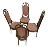 Série de 4 anciennes chaises bistrot Thonet en bois courbé