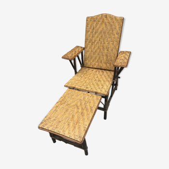 Chaise longue rotin et osier