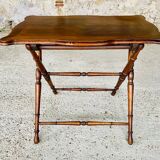 Folding side table in turned wood and marquetry circa 30's/40's