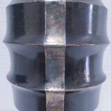 Art Deco metal lamp base with black and silver patina