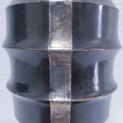 Art Deco metal lamp base with black and silver patina