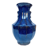 Large blue glazed ceramic vase