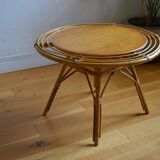 Vintage round rattan coffee table