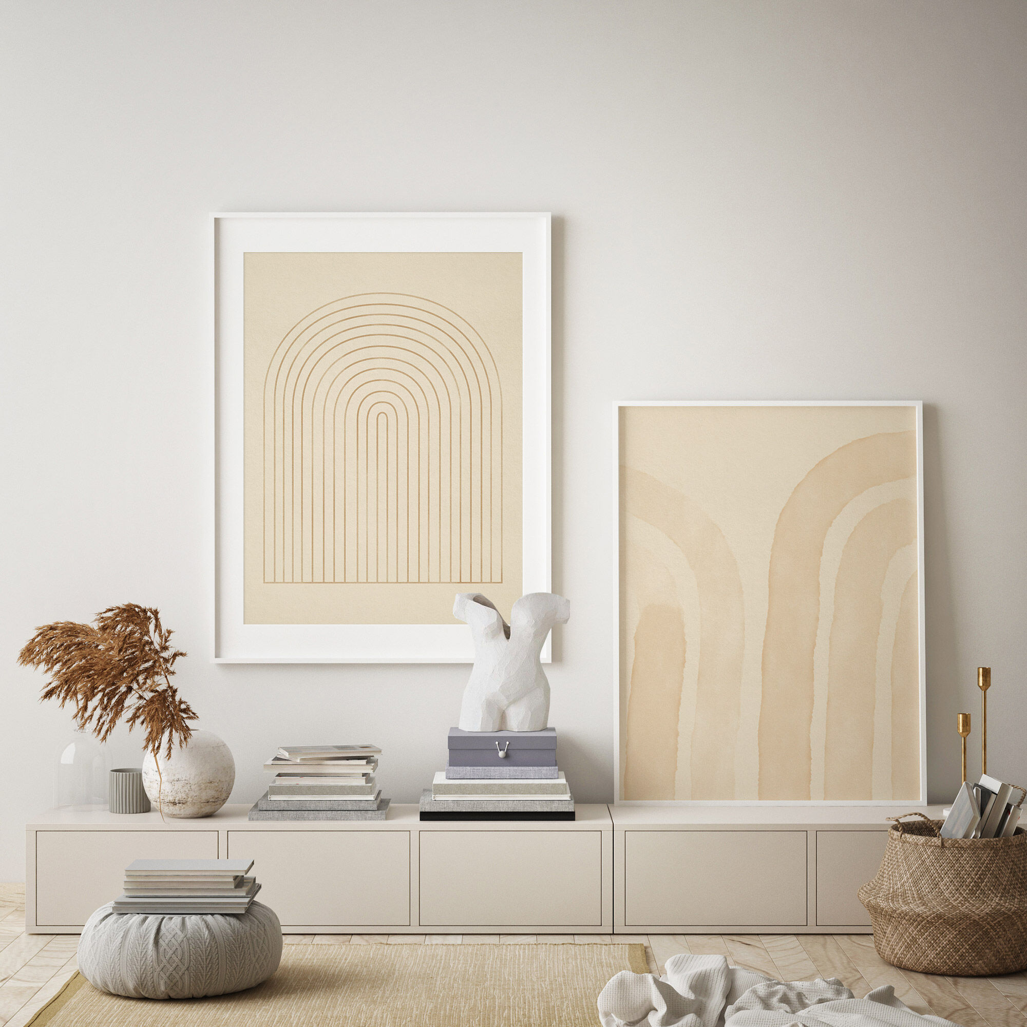 Pair of giclee prints, abstract blue wall art set of two, 50x70cm