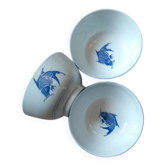 3 bols chinois en porcelaine motif de carpe