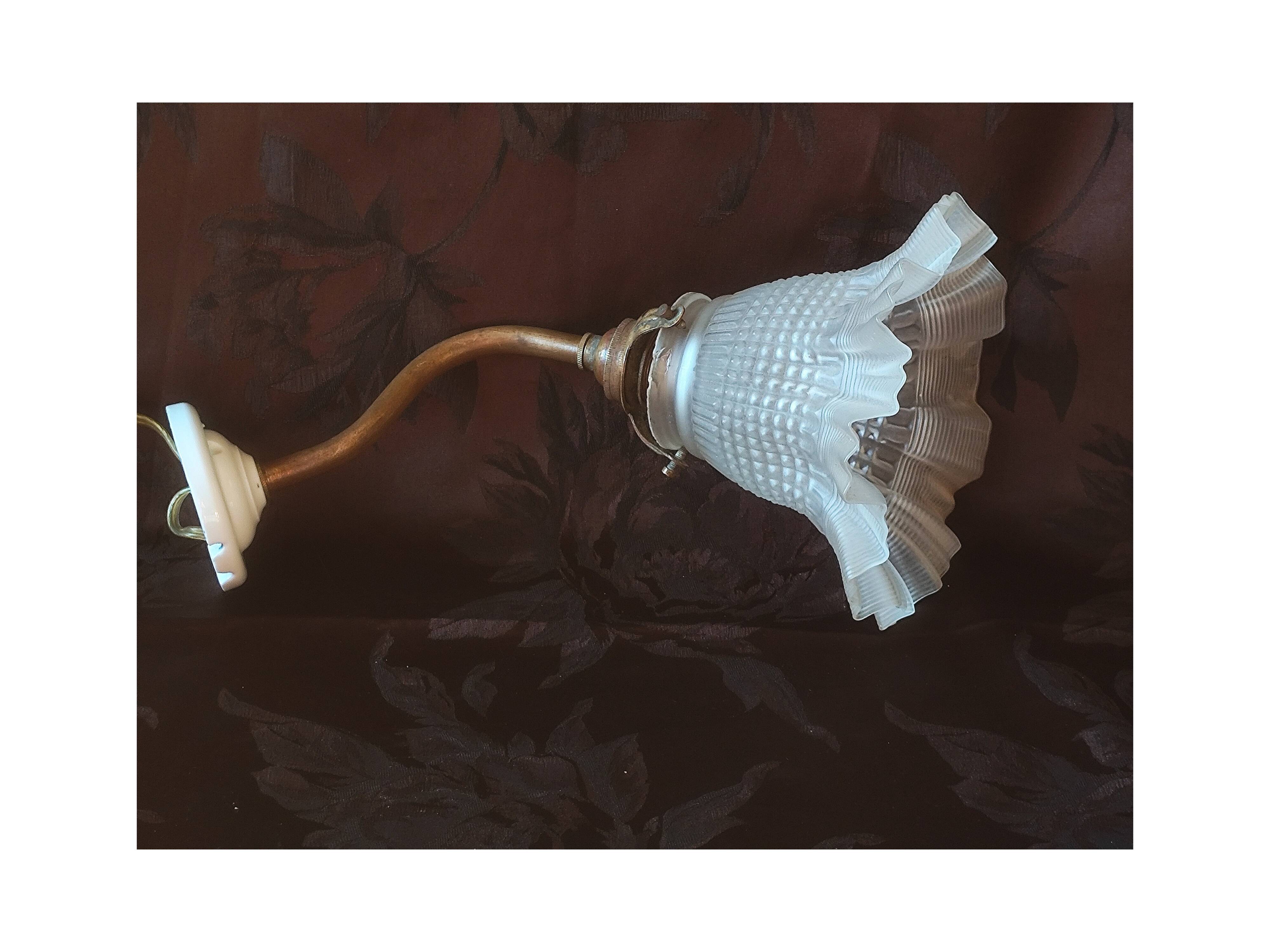 Swan neck and tulip glass wall light, porcelain lamp