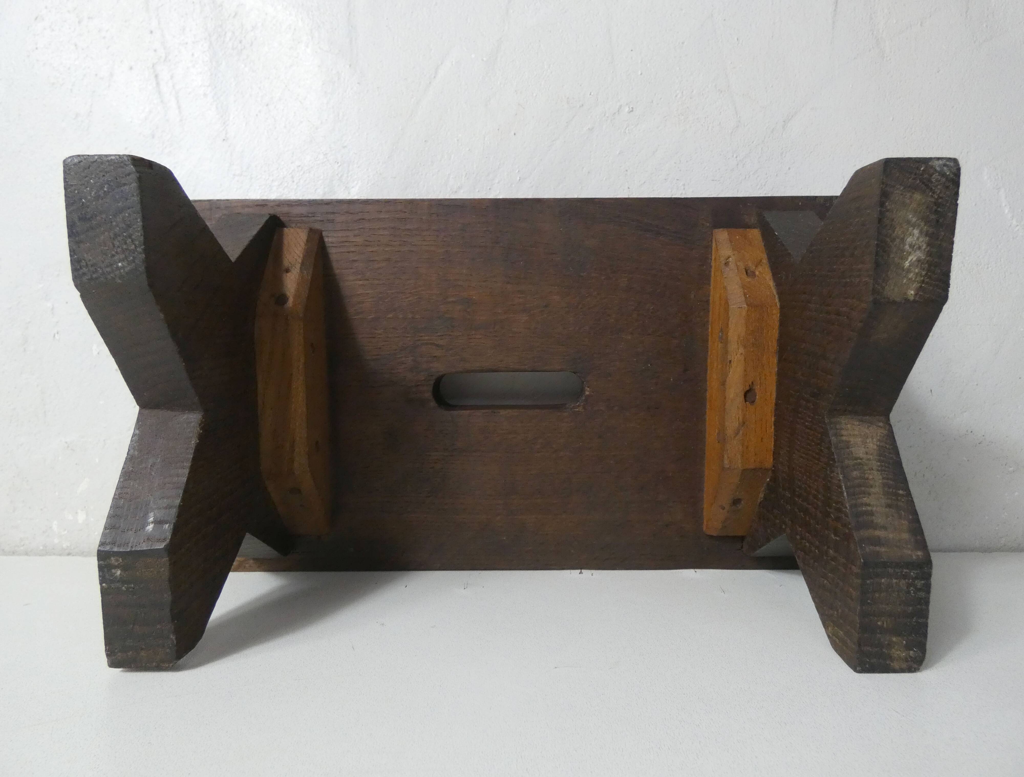 Old small wooden bench step in solid oak