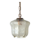Vintage copper pendant light / amber glass and rustic chain hanging lamp