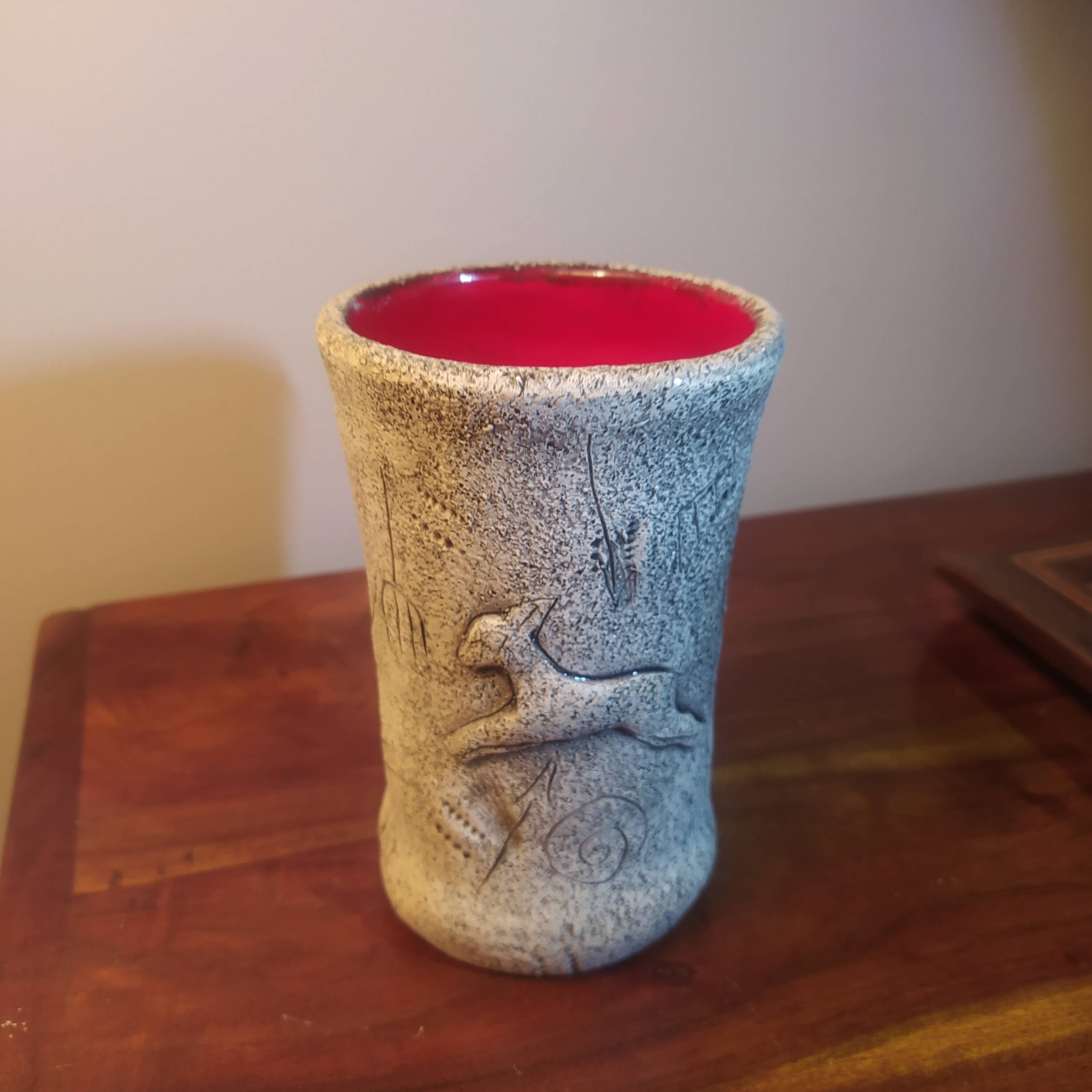 Francis Triay vase Earthenware signed incised decoration prehistoric fresco Ceramic 1950