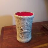 Francis Triay vase Earthenware signed incised decoration prehistoric fresco Ceramic 1950