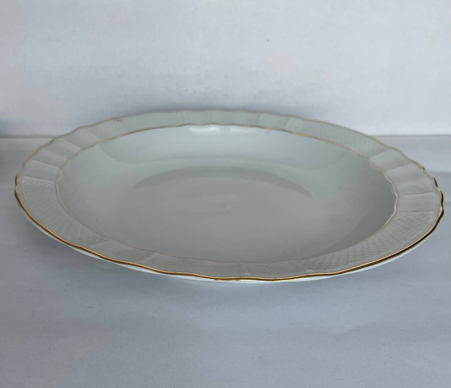 Round white porcelain serving dish