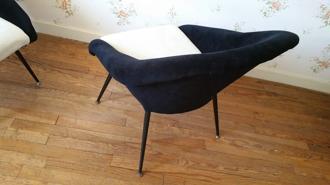 Pair of chairs basket Bi color restored 50 st. 60 feet metal