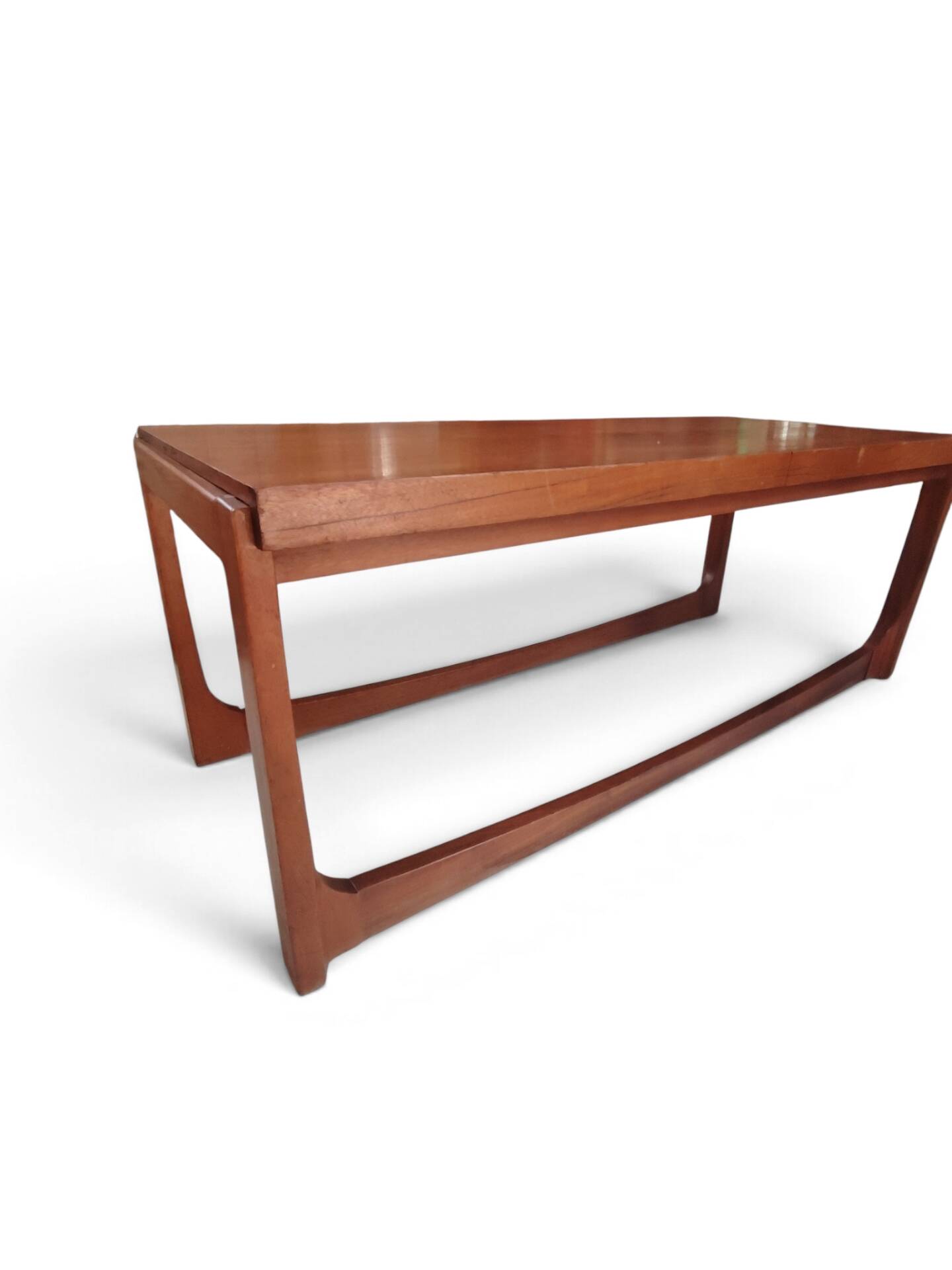 Vintage Scandinavian extendable coffee table with sled legs.