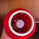 Tripod lamp, pleated red rhodoid, 1950s, 60s design