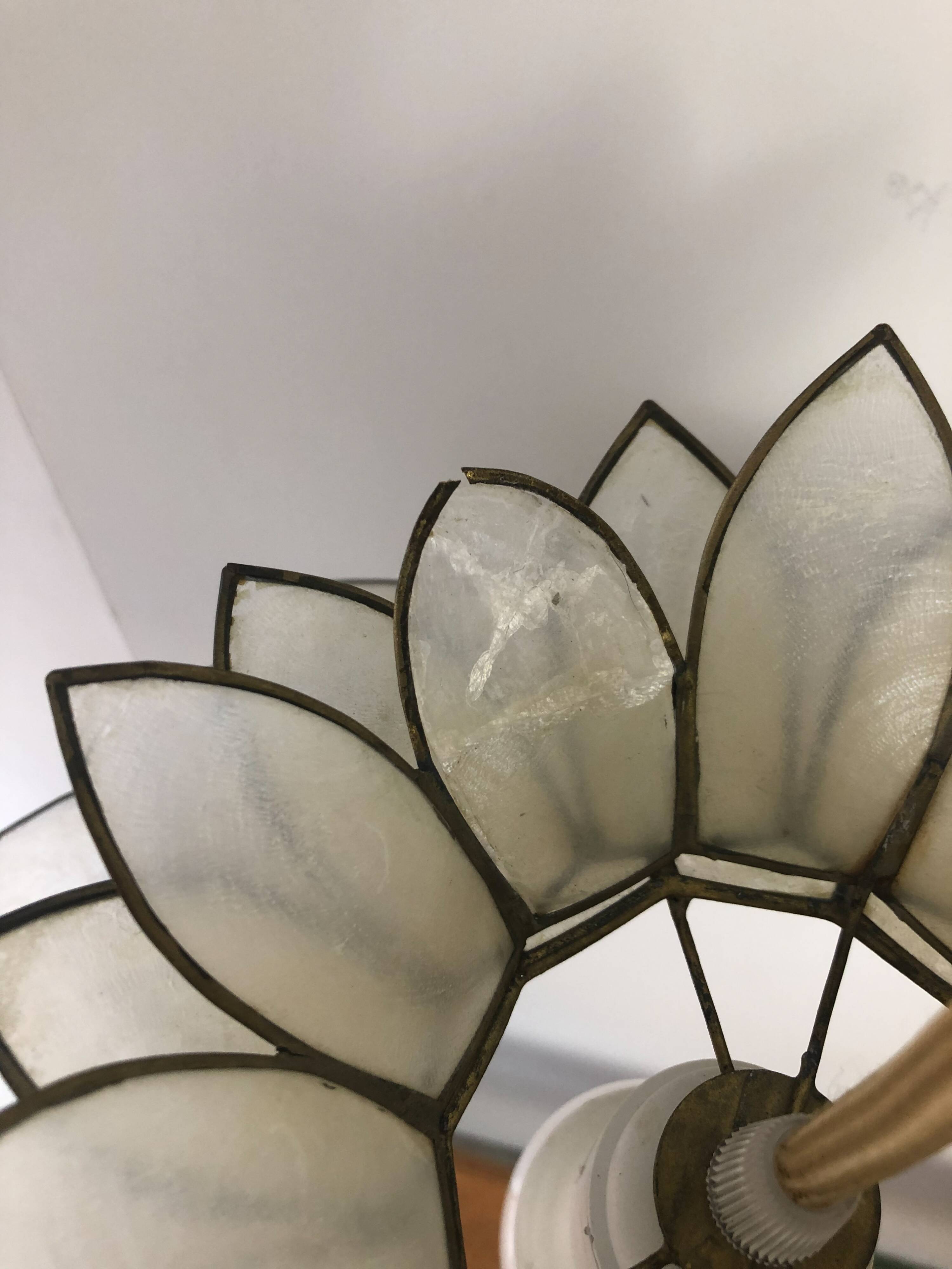 Lotus suspension in mother-of-pearl and brass