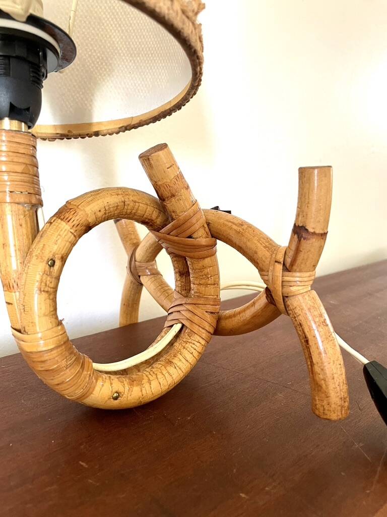 Rattan wall light by Louis Sognot 1960