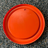 Mirror with round frame in orange molded plastic by carrara & matta, 1974