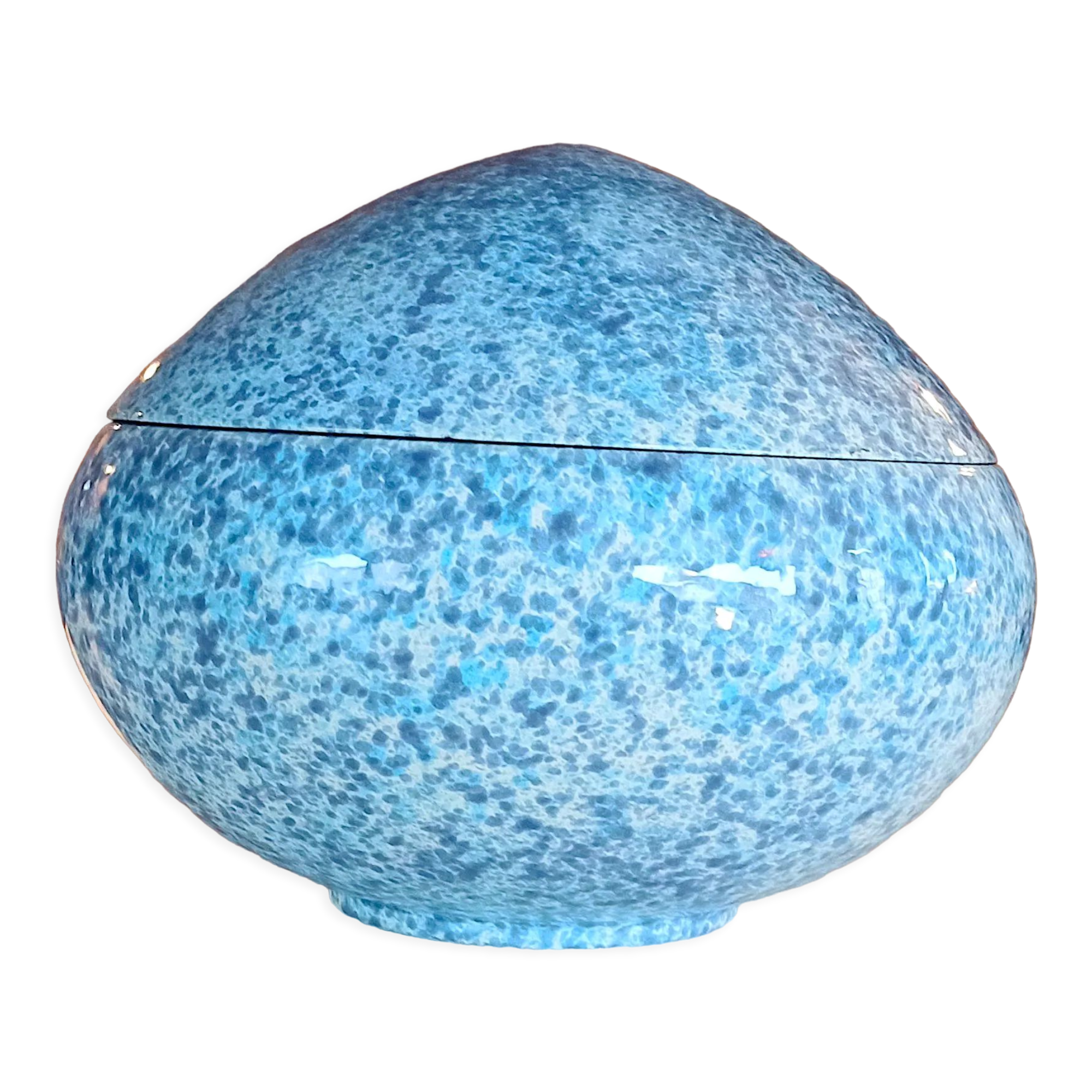 Large blue glazed ceramic biscuit jar Diameter 32.5 cm