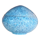 Large blue glazed ceramic biscuit jar Diameter 32.5 cm