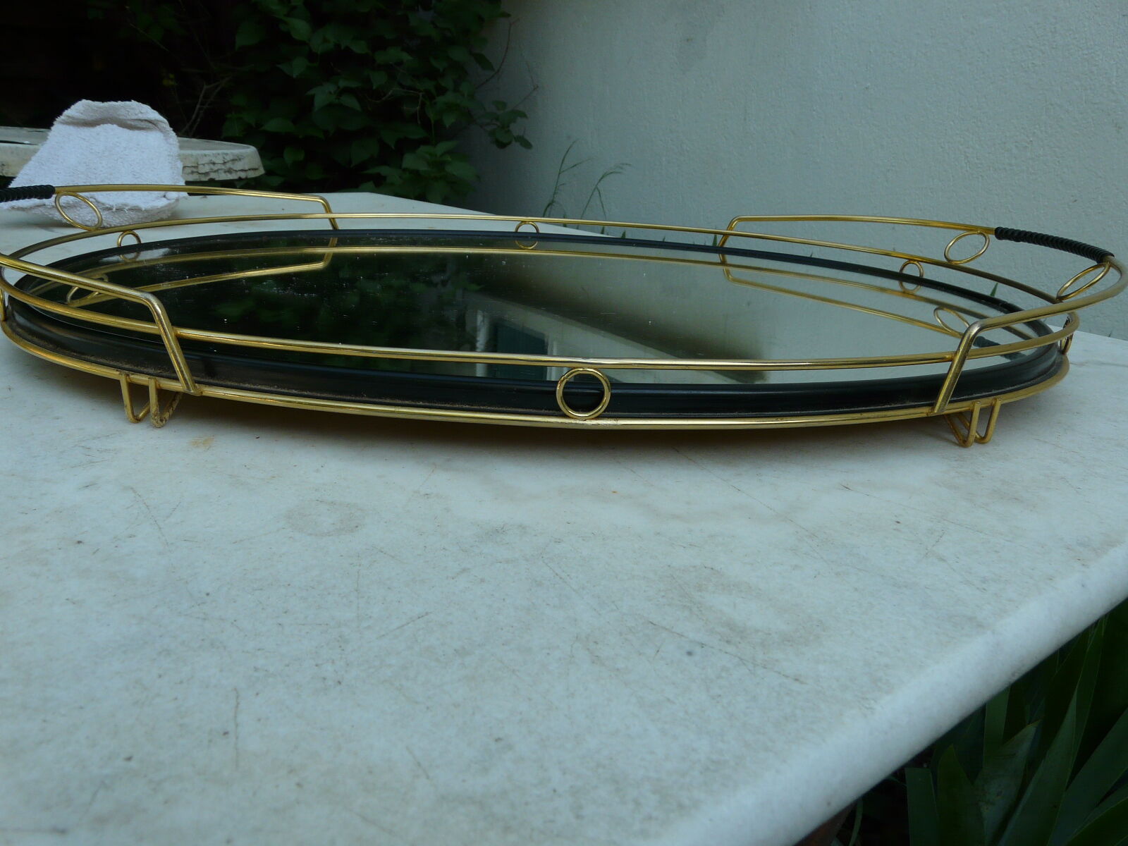 Plateau de service en miroir des années 60