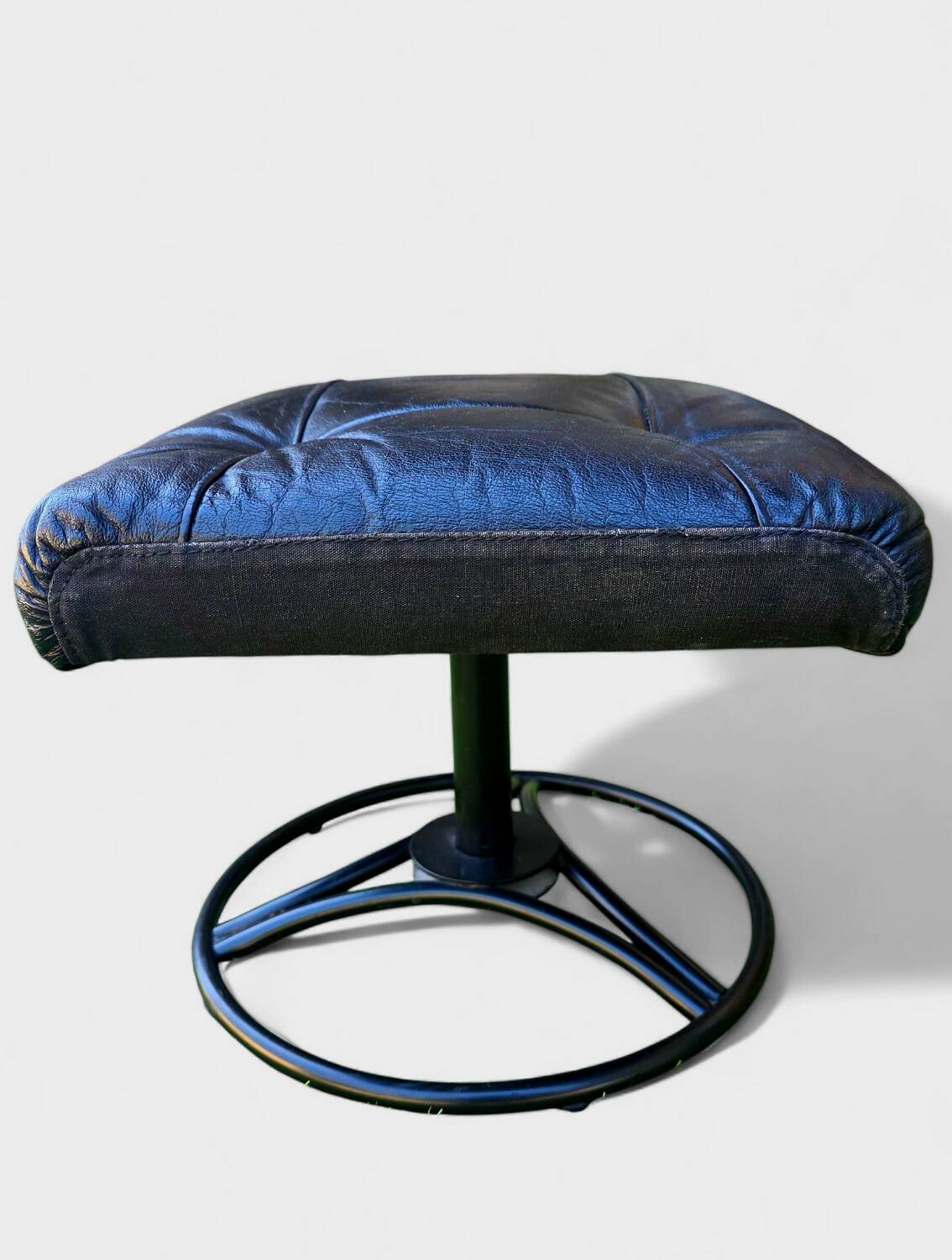 Vintage IKEA Leather Footstool – Circa 1970
