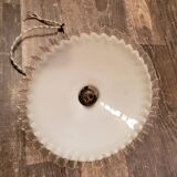 White opaline pendant lamp with serrated edges