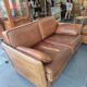 Roche Bobois vintage lounge from the 80s – cognac buffalo leather – 2 sofas + pouf