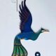 Wooden peacock to hang, mobile peacock