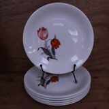 Set of 6 dessert plates and its cake dish Moulin des Loups.