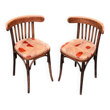 2 bistro chairs with velvet cushions