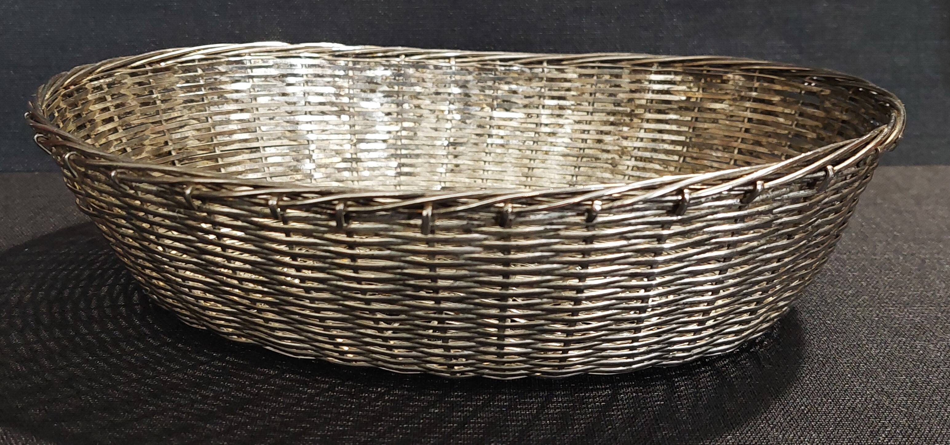 20th century braided silver metal bread basket