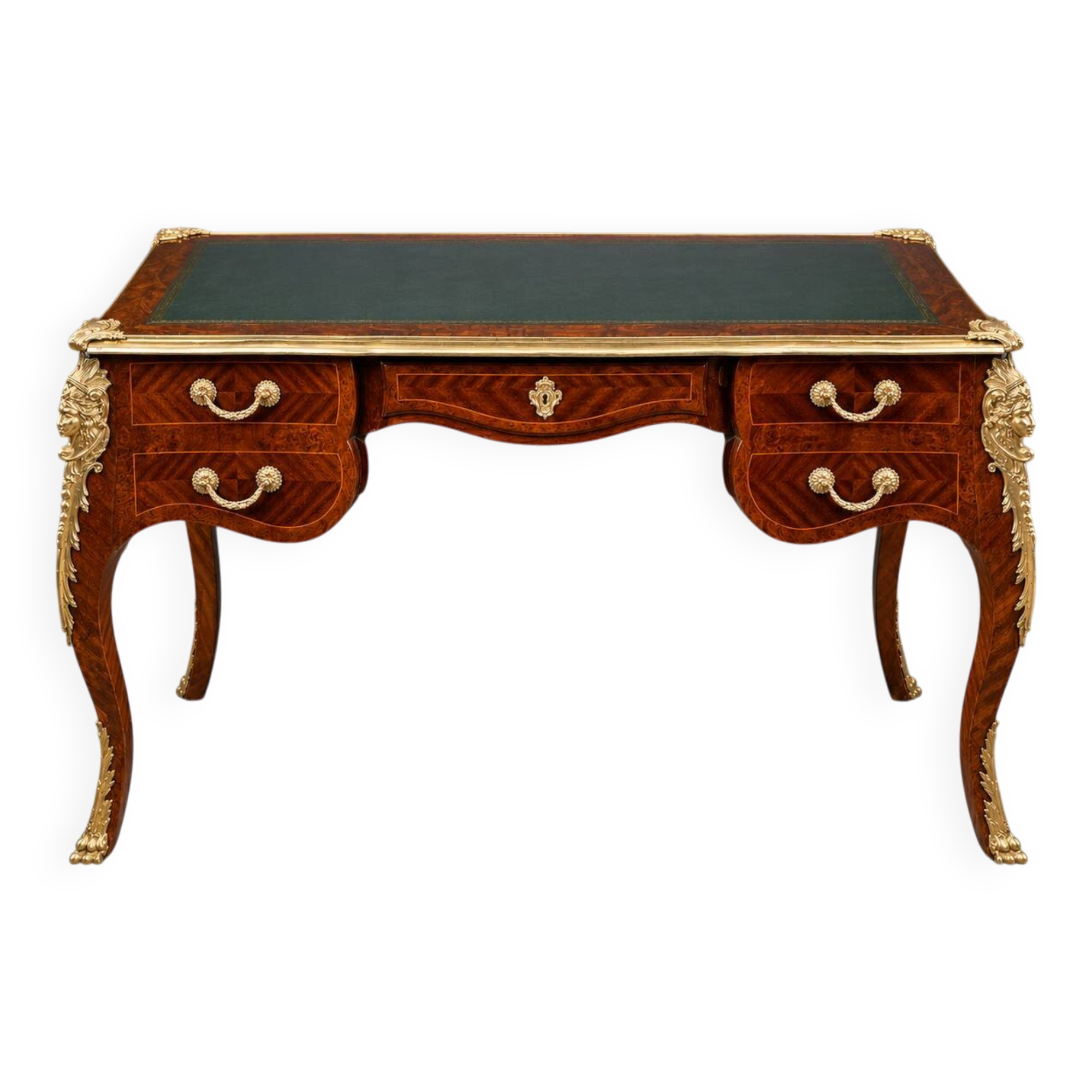Louis XV style desk. Marquetry, gilded bronze.
