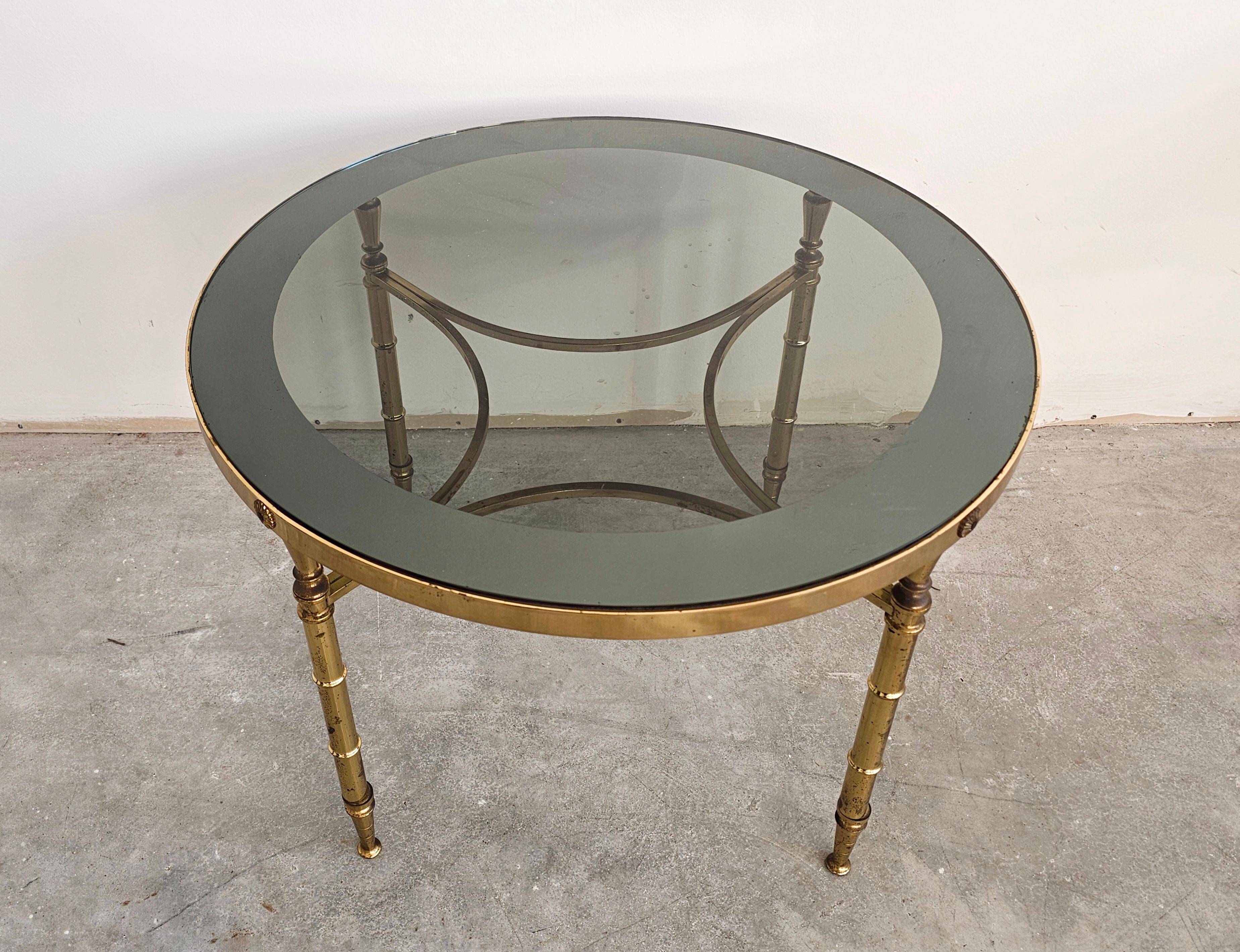 Circular bronze-gilded coffee tables Hollywood Regency Maison Charles